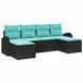 vidaXL Bankstel 6 st Zwart en Turquoise poly rattan