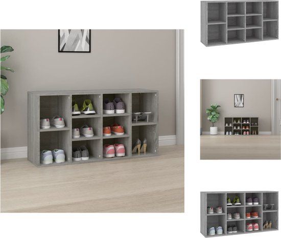 vidaXL Schoenenbank 103x30x55 cm bewerkt hout grijs sonoma eiken