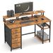 Bureau 120x50 cm avec 4 tiroirs, prises et plateau pour moniteur