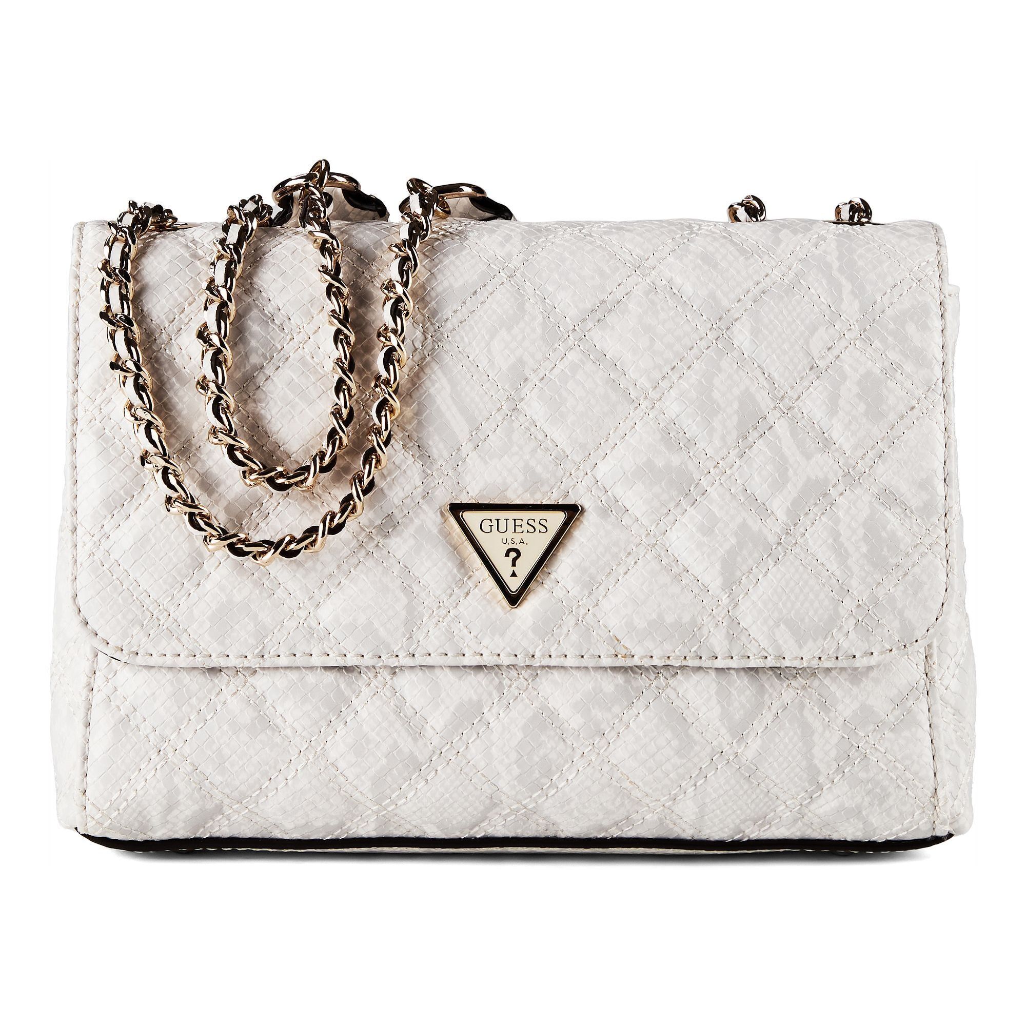 GUESS Giully II 2 Comp Convertible Flap Bag Cream White