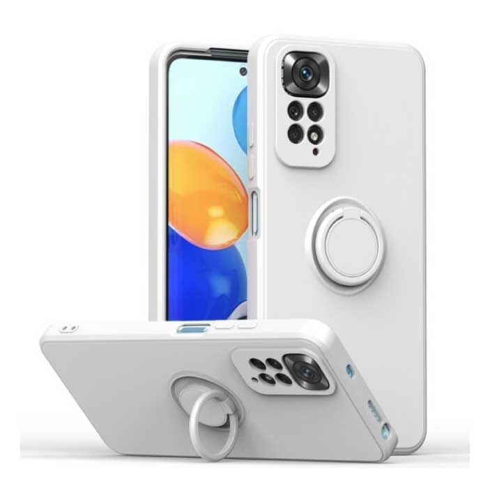 Xiaomi Mi 12X Hoesje met Ring Kickstand en Magneet - Wit