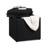 Relaxdays Voetkrukje MDF, Polyester Zwart
