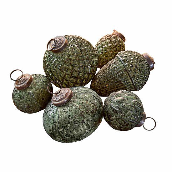 LOBERON Kerstversiering set van 6 Lento groen