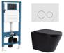 QeramiQ Dely Toiletset - reservoir encastré Qeramiq Flush - abattant 35mm - plaque de commande en marbre blanc naturel - boutons ronds - noir mat