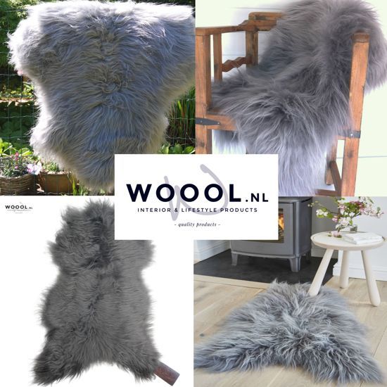 WOOOL IJslandse Schapenvacht Grijs LARGE - 100% Echt Wol Langharig en Groot 100-110cm