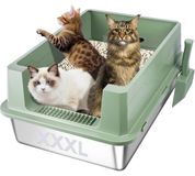 Merkloos Kattenbak Roestvrij Staal XXL - Groen