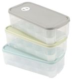 Set de 3 porte-œufs transparents avec couvercle - empilable pour 10 œufs