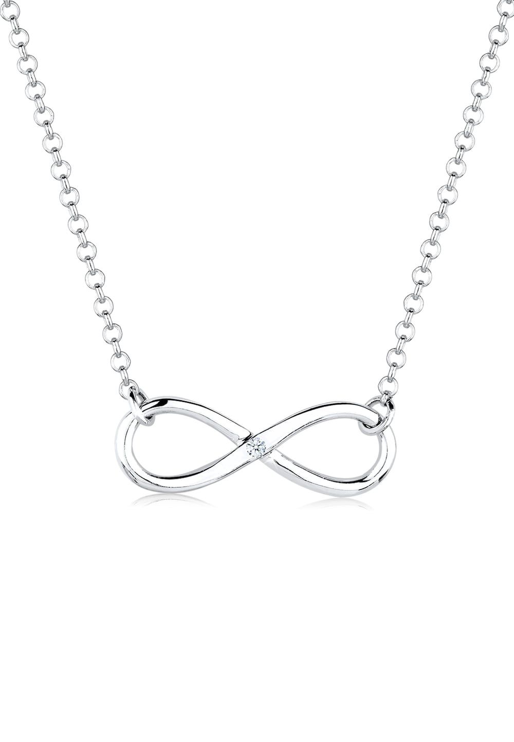 Elli DIAMONDS Infinity Ketting Dames - Zilver - Diamant (0.03 ct.)