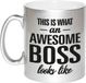 Bellatio Decorations This is what an awesome boss looks like - tekst cadeau koffiemok - De Baas beker - 300 ml - zilver