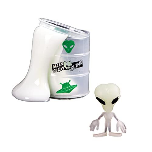 GLOW N FUN Oil barral Glow in The Dark Slime + Alien, niet voor meubels, decoratie en opslag voor kinderen, meerkleurig (35808A)