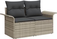 vidaXL Tuinbank met kussen Lichtgrijs 141 x 62 x 69 cm polyrotan