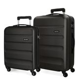 Roll Road Flex hardcase koffer van ABS, Zwart, Set van 2 koffers
