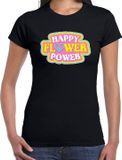 Bellatio Decorations Shoppartners Bv Jaren 60 Happy Flower Power verkleed shirt zwart dames - Sixties/jaren 60 kleding M