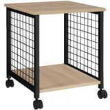 tectake® bijzettafel met 2 planken en wielen, nachtkastje in industrieel design, 40 x 40 x 48 cm, voor woonkamer, slaapkamer, kantoor, zwart metalen frame (industrieel lichtbruin)