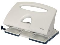 Leitz 4-Gaats Perforator, Capaciteit van 40 Vellen, Eenvoudige Aanleg, Scharnierend Opvangbakje, Krasbestendig, Anti-slip, 8,7 x 16,4 x 27,5 Centimeter, Grijs, 51320085