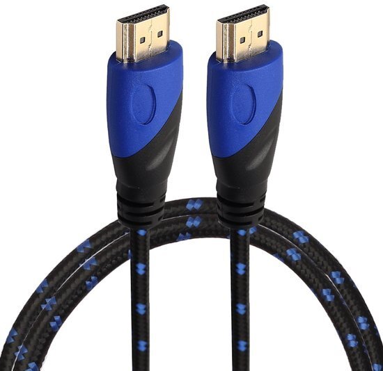 By Qubix HDMI kabel 1 meter - HDMI naar HDMI - 1.4 versie - High Speed - HDMI 19 Pin Male naar HDMI 19 Pin Male Connector Cable - Nylon blue line