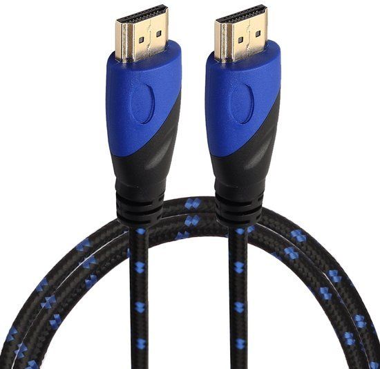 Qubix HDMI kabel 1 meter - HDMI naar HDMI - 1.4 versie - Nylon blue line