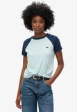 Superdry Essential Retro T-shirt met logo Dames Winter Sky Blue/Richest Navy