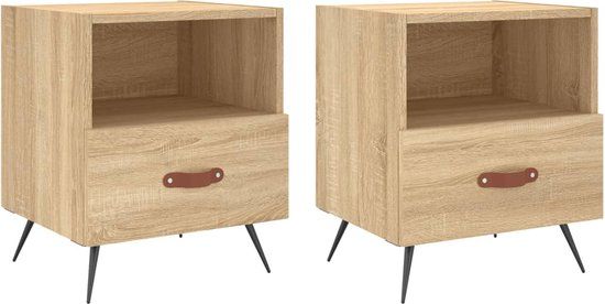 vidaXL Nachtkastjes - Set van 2 - Sonoma eiken - 40x35x47,5 cm