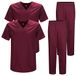 MISEMIYA - Set van 2 stuks – CASACA Y PANTALÓN SANITARIOS UNISEX UNIFORMES SANITARIOS MEDICOS, Granaat 22, S