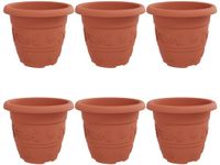 vidaXL Pot de fleurs rond 6 pcs Rouge brique Ø 30 x 25 cm Plastique