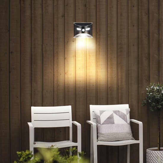 LedKoning Solar wandlamp zwart 'Gaze' - Met bewegingssensor - Downlight - Wandlamp op zonne-energie