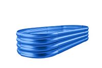 Land Guard Gegalvaniseerde verhoogde tuinbedset, gegalvaniseerde plantenbakken buiten, ovale grote metalen verhoogde tuinbedden voor groenten 4 x 2 x 2 ft (1 stuks) (blauw)