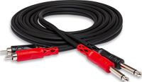 Hosa CPR-202, standaard audiokabel, dual 1/4 inch TS naar Dual RCA, 2 m lengte