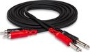 Hosa CPR-202, standaard audiokabel, dual 1/4 inch TS naar Dual RCA, 2 m lengte