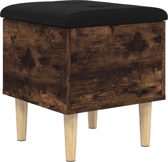 vidaXL Opbergbankje 42x42x46 cm bewerkt hout gerookt eikenkleurig