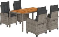 vidaXL 5-delige tuinset met kussens, grijs, polyrotan