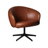 Fauteuil Rondino cuir elmosoft 33001 marron, pied pivotant laqué noir