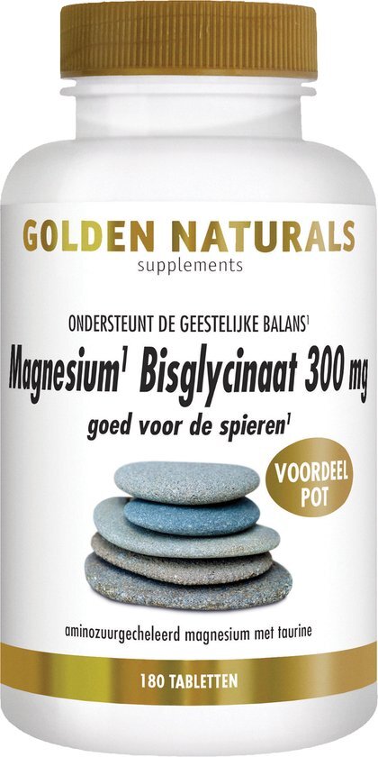Golden Naturals Magnesium bisglycinaat 300 mg 180veganistis