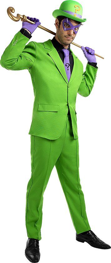 FUNIDELIA The Riddler Kostuum Mannen - Maat S - Groen