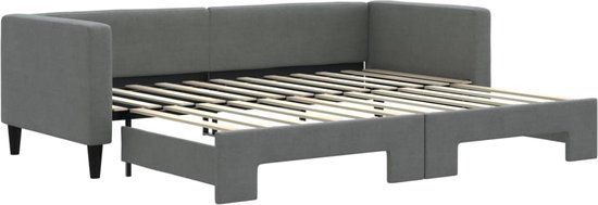 vidaXL Slaapbank met onderschuifbed 80x200 cm stof donkergrijs