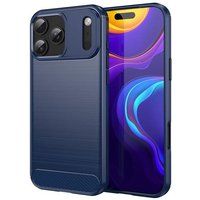 Apple iPhone 17 Pro Max - housse etui silicone gel carbone + film ecran - BLEU FONCE