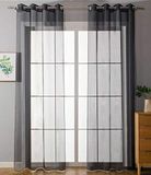 Set Uni Set van 2 ooggordijnen, transparant, HxB 145x140 cm, zwart