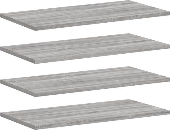 vidaXL Wandschappen - 4 stuks - 60x30x1,5 cm - Bewerkt Hout - Grijs Sonoma Eiken