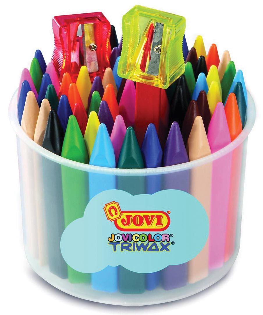 Jovi Triwax Waskrijt driehoekig Kleurenassortiment 74 Stuks