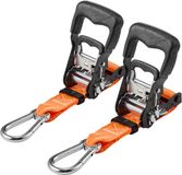 VEVOR Spanbanden, 38,1 x 1828,8 mm, Spanbanden met Karabijnhaak, 1100 kg breeksterkte, Draagtas, Ratelmechanisme voor Verhuizingen, Aanhangers, Motorfietsen, Kajaks, Autodaken, Set van 2