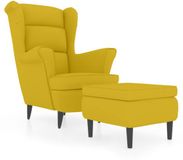 vidaXL Fauteuil met voetenbank fluweel mosterdgeel