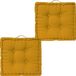 Atmosphera Vloerkussen Square - 2x - okergeel - katoen - 38,5 x 38,5 x 8 cm - vierkant - Extra dik