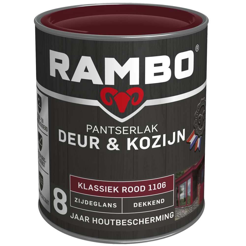 Rambo Deur & Kozijn pantser lak zijdeglans dekkend klassiek rood 1106 750 ml