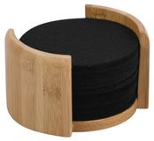 Kesper Onderzetters, Set Van 12, Materiaal: Bamboe, Textiel, Afmetingen: Ø10 cm/Dikte: Ca. 0,4 cm, Kleur: Bruin, Zwart, 58747