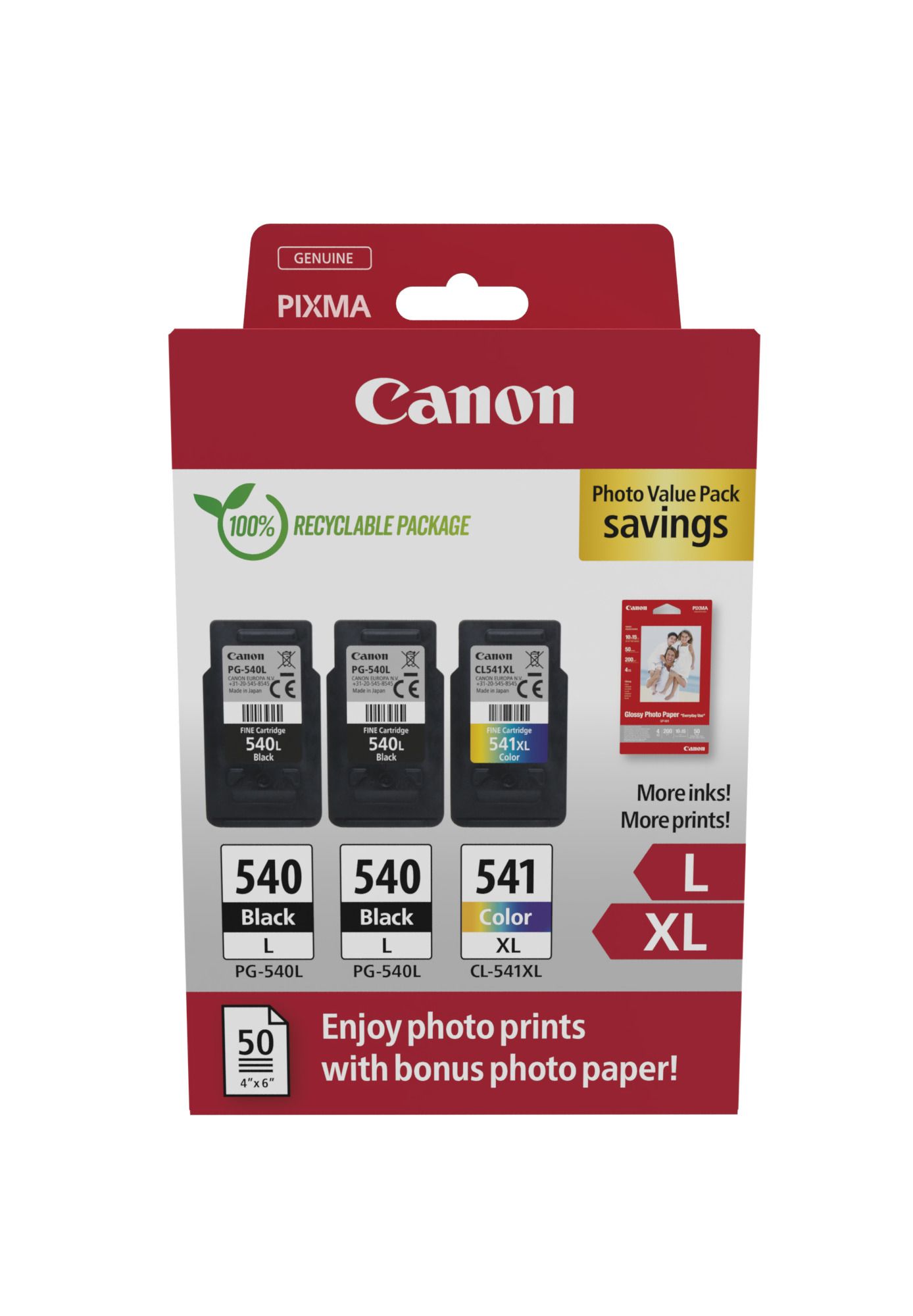 Canon PG-540L + CL 541XL Photo Value Pack Ink Cartridge - Black + Color