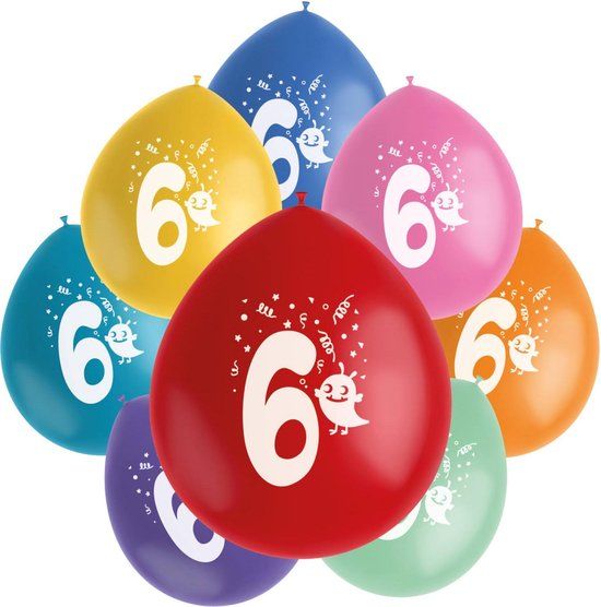 Folat Color Pop Monsters Ballonnen 6 Jaar - 8 stuks