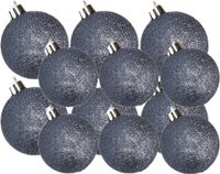Cosy&Trendy Billiet - Vanlaere Kerstversiering set glitter kerstballen donkerblauw 6 - 8 cm - pakket van 30x stuks