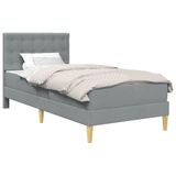 vidaXL Bedframe met matras met hoofdeinde Lichtgrijs 80 x 200 cm Stof