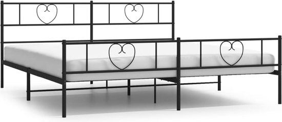 vidaXL Bedframe met hoofd- en voeteneinde, metaal, zwart, 183x213 cm