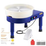 VEVOR Pottenbakkersdraaimachine, 35 cm lang keramisch vormwiel, instelbare snelheid van 60 tot 300 omw/min met pedaalbediening, verstelbare hefpoot, complete accessoires, thuisgebruik